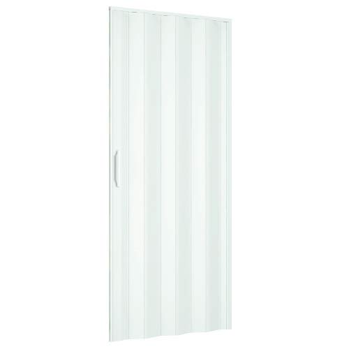 Puertas correderas exteriores Puerta plegable 83 x 214 cm modelo extra estándar de PVC de color blanco con cierre reversible ajustable tanto en altura como en longitud